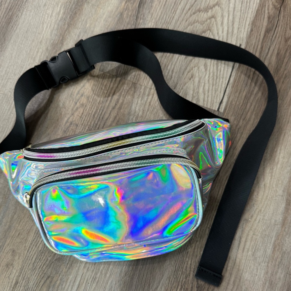 Silver holographic Fanny pack waist purse new!